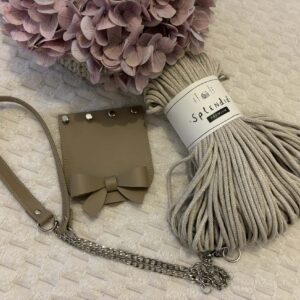 Sötét homok masnis szett Splendid fonallal