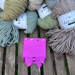 Metál pink masnis 13*12-es szett Splendid 5mm pasztell púder fonallal